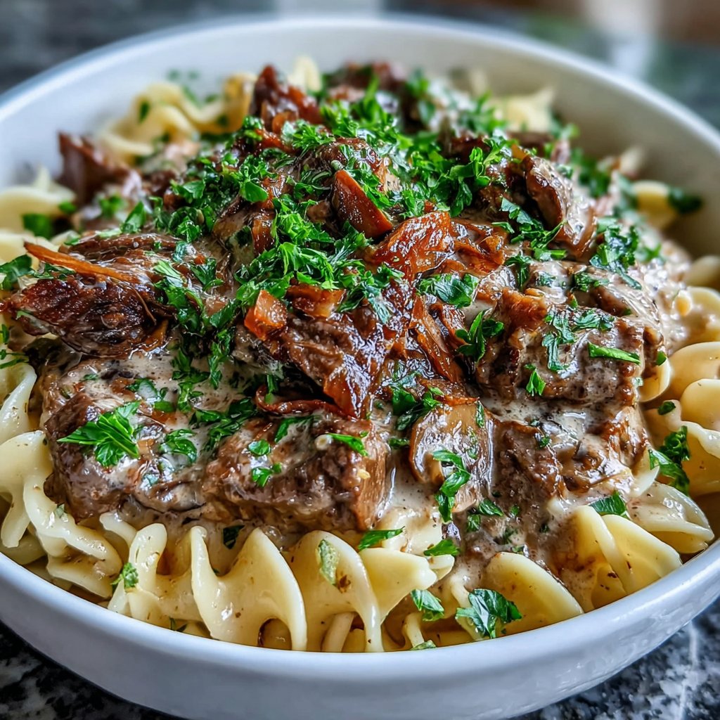 One Pot Beef Stroganoff